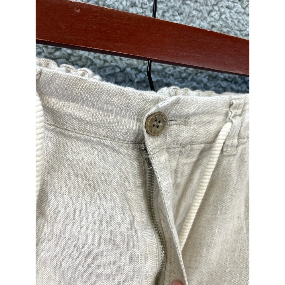 Zara Men's Cream Linen Drawstring Pants
